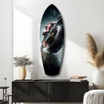 Motorcycle Speed Rain Close-Up Tempered Glass Wall Art.