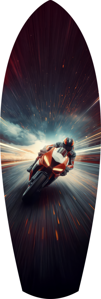 Motorcycle Racer Speed Lines Tempered Glass Wall Art