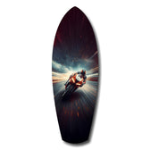 Motorcycle Racer Speed Lines Tempered Glass Wall Art.