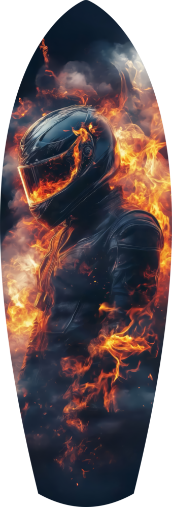 Flaming Helmet Motorcycle Rider Tempered Glass Wall Art