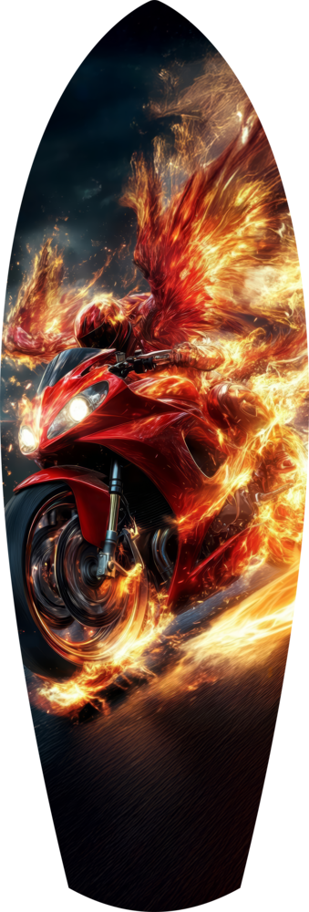 Phoenix Wings Motorcycle Fire Tempered Glass Wall Art