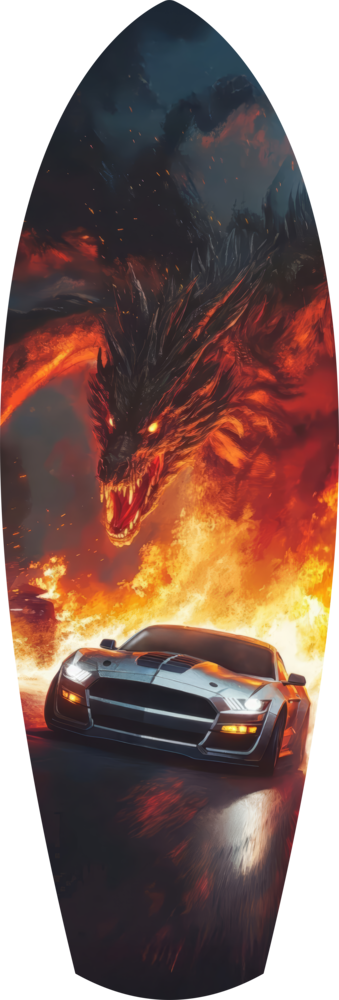 Dragon Sports Car Fire Tempered Glass Wall Art