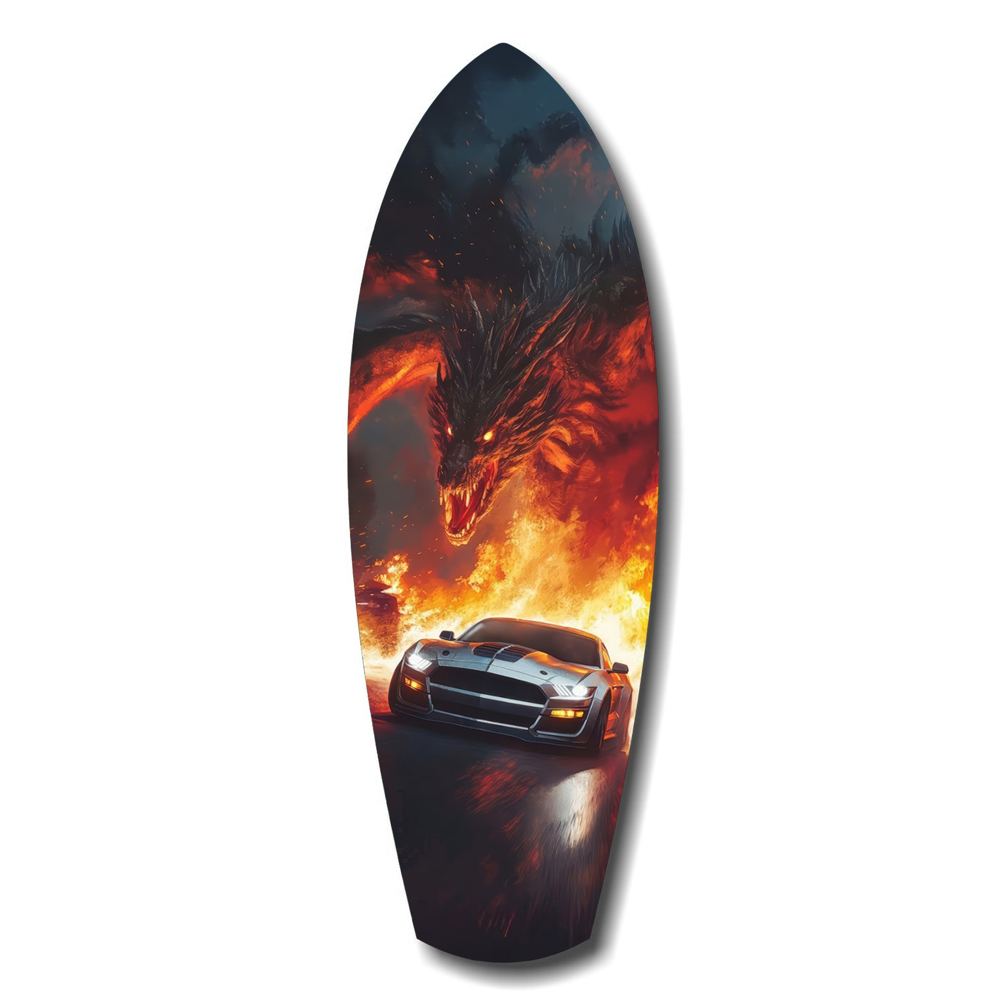 Dragon Sports Car Fire Tempered Glass Wall Art.