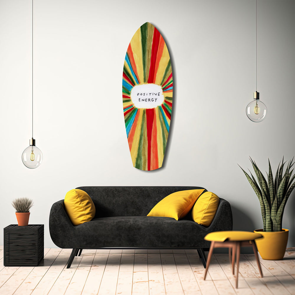 Positive Energy Sunburst Folk Art Glass Wall Art.