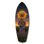 Sunflower-Headed Figure Surreal Glass Wall Art.