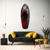 Red Hooded Phantom Dark Fantasy Glass Wall Art.