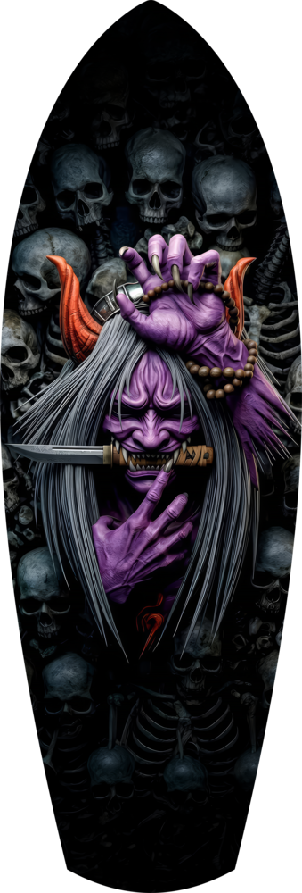 Purple Hannya Mask Skulls Dark Glass Wall Art