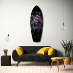 Purple Hannya Mask Skulls Dark Glass Wall Art.