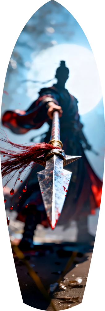 Samurai Spear Moonlight Glass Wall Art
