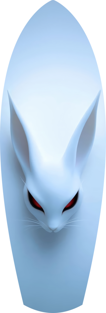 Pale Blue Rabbit Red Eyes Minimal Glass Wall Art