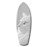 White Cat Profile Minimal Glass Wall Art.
