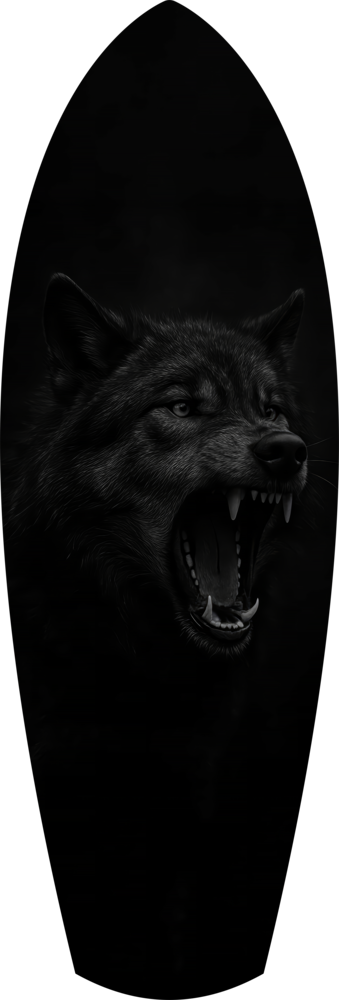 Snarling Black Wolf Dark Glass Wall Art