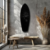 Snarling Black Wolf Dark Glass Wall Art.