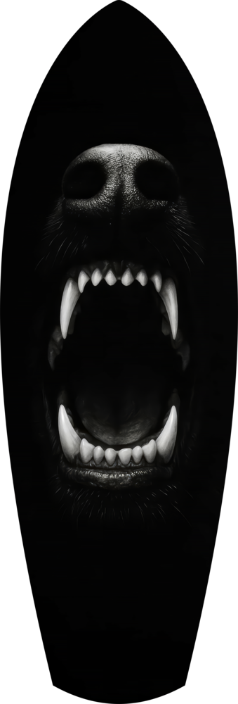 Beast Fangs Close-Up Dark Glass Wall Art