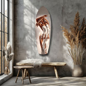 Bronze Female Figure White Paint Glass Wall Art.