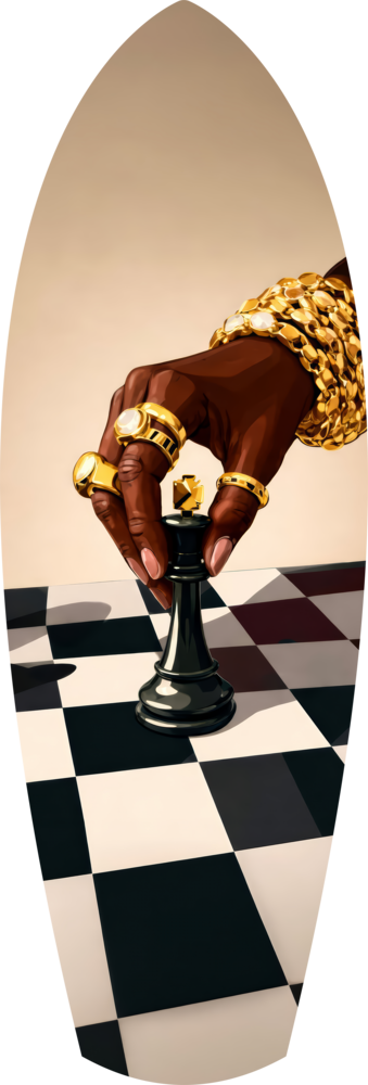 Gold Jewelry Hand Chess Queen Glass Wall Art