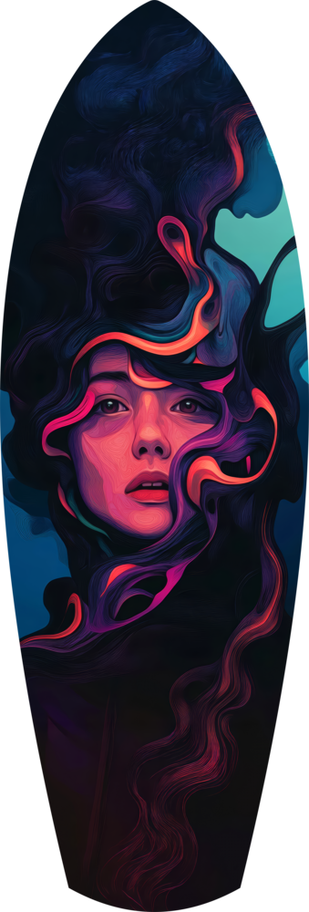 Neon Smoke Woman Portrait Surreal Glass Wall Art