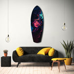 Neon Smoke Woman Portrait Surreal Glass Wall Art.