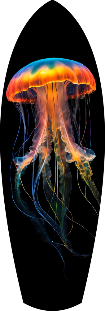 Glowing Orange Jellyfish Ocean Glass Wall Art