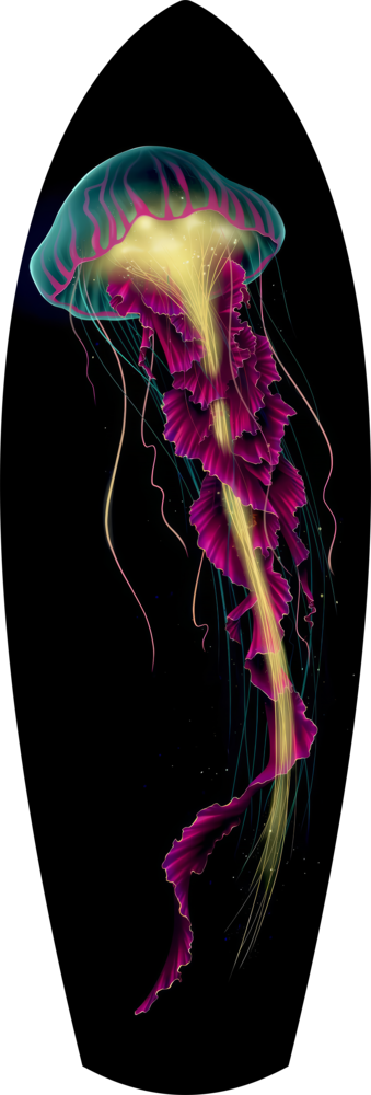 Magenta Teal Jellyfish Bioluminescent Glass Wall Art