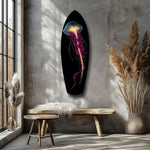 Magenta Teal Jellyfish Bioluminescent Glass Wall Art.