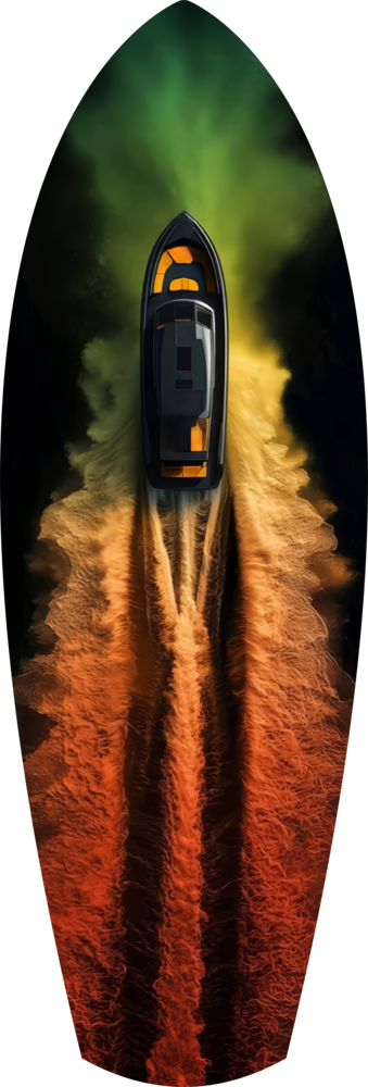 Smoke Trail Speedboat Aerial Glass Wall Art