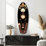 Brain Flowers Roots Surreal Glass Wall Art.