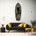 Black Cat Wavy Optical Pattern Glass Wall Art.