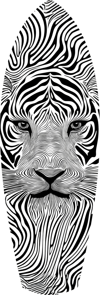 Optical Lion Black White Lines Glass Wall Art