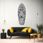 Optical Lion Black White Lines Glass Wall Art.