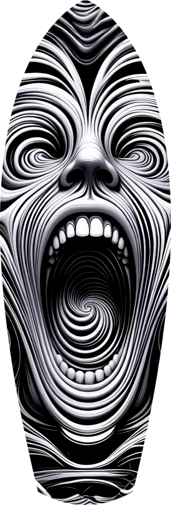 Screaming Face Op Art Swirl Surreal Glass Wall Art
