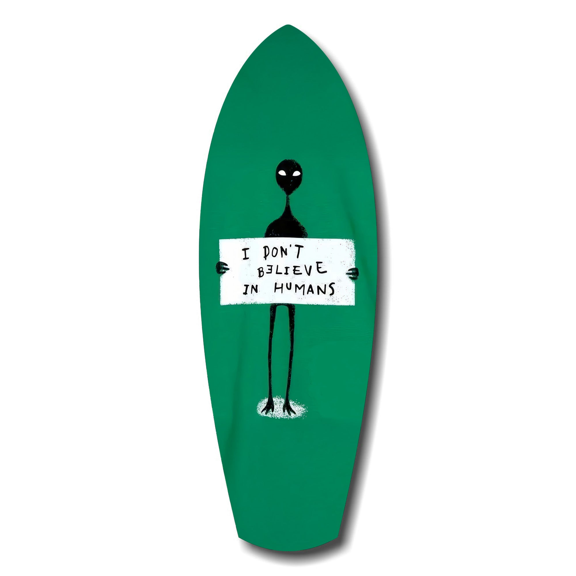 Alien Sign Quirky Humor Illustration Glass Wall Art.