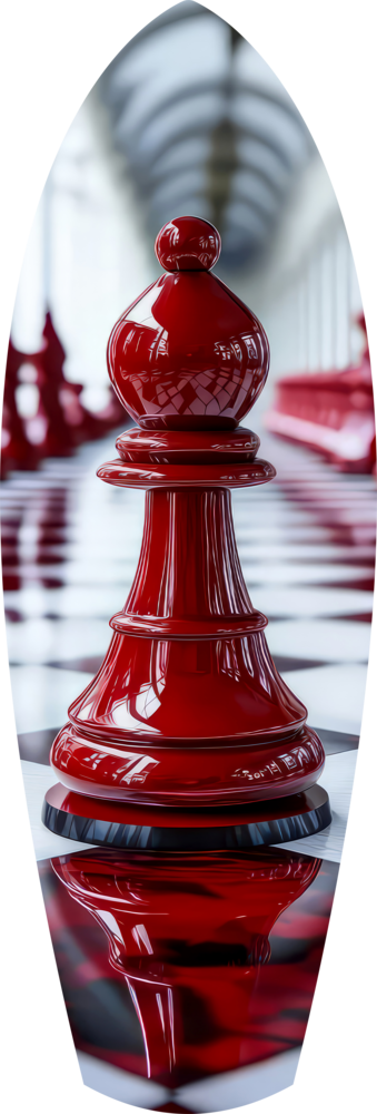 Red Bishop Chess Piece Strategy Glass Wall Art