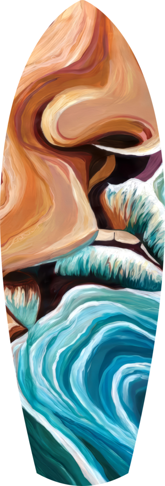 Coastal Cliffs Painterly Ocean Wave Glass Wall Art