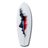 Brushstroke Face Profile Red Tear Glass Wall Art.