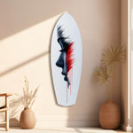 Brushstroke Face Profile Red Tear Glass Wall Art.
