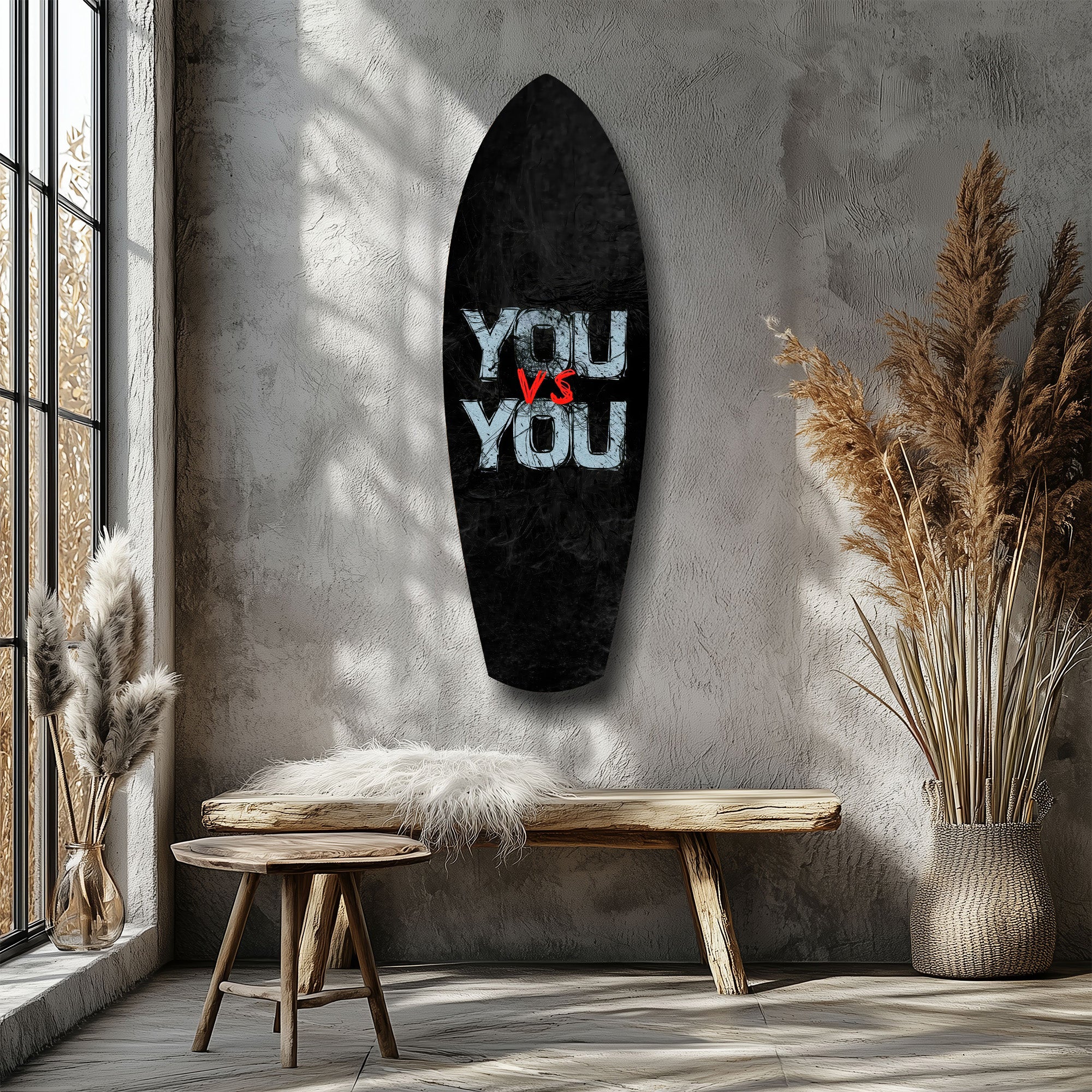 You vs You Grunge Motivational Glass Wall Art.