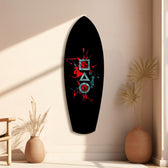 Geometric Symbols Red Splatter Gamer Glass Wall Art.