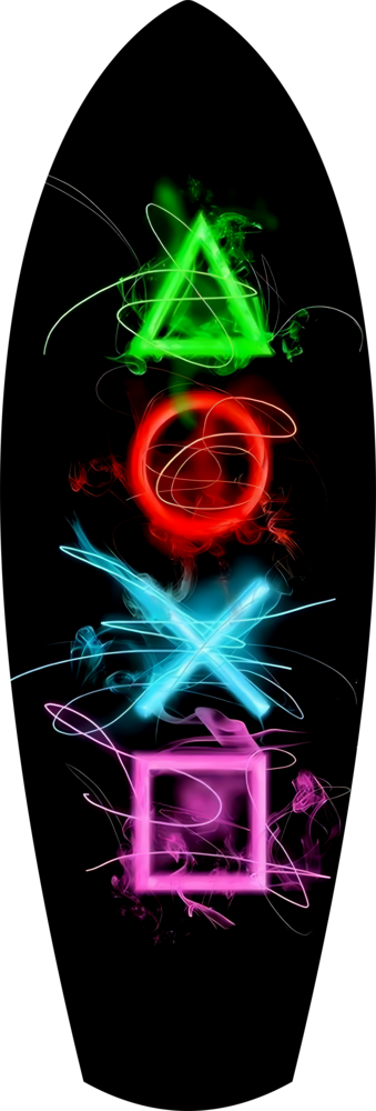 Neon Geometric Icons Gamer Glow Glass Wall Art