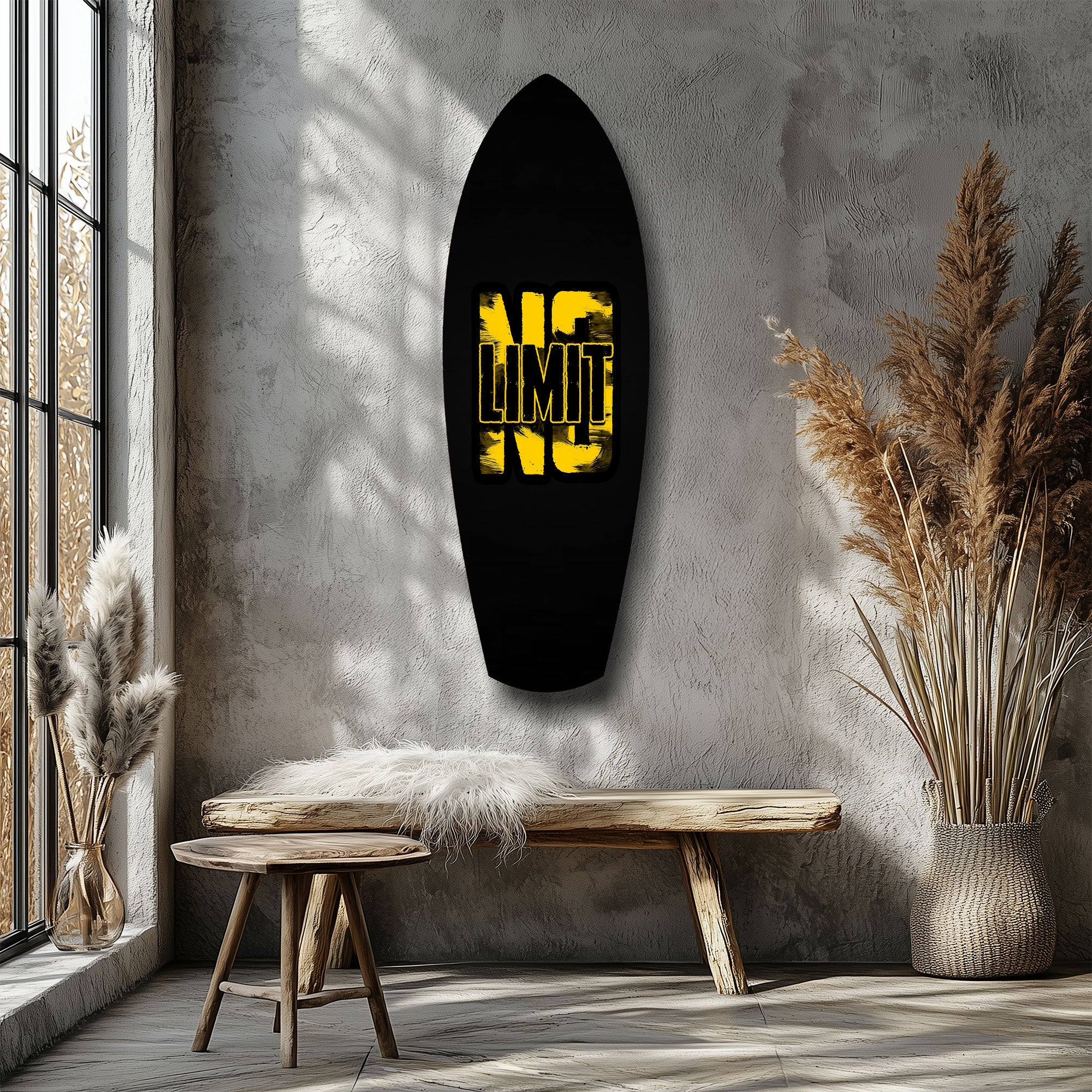No Limit Bold Typography Motivational Glass Wall Art.