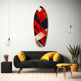 Red Black Cream Brushstroke Abstract Glass Wall Art.