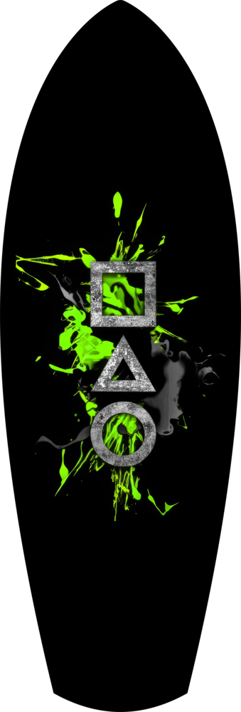Geometric Symbols Green Splatter Gamer Glass Wall Art