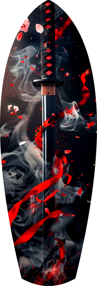 Samurai Katana Cherry Blossom Smoke Glass Wall Art