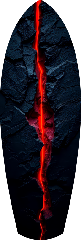 Lava Crack Black Stone Glow Glass Wall Art