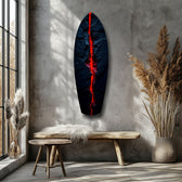 Lava Crack Black Stone Glow Glass Wall Art.