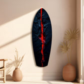 Lava Crack Black Stone Glow Glass Wall Art.