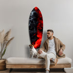 Red Black Smoke Ink Swirl Glass Wall Art.