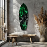 Emerald Green Smoke Ink Swirl Glass Wall Art.