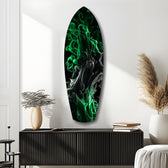 Emerald Green Smoke Ink Swirl Glass Wall Art.
