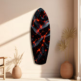 Shattered Volcanic Stone Lava Glow Glass Wall Art.